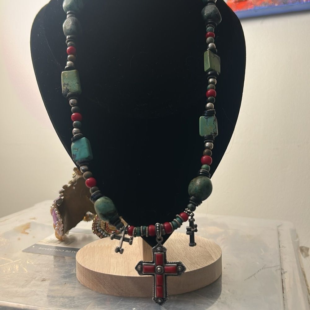 Bohemian Multi-Layer Necklace With Red And Green … - image 3